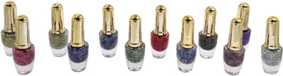 

One Personal Care 12 Nail Color Crushes | BEV-Glitter Series Pink, Blue, Red, Purple, Violet, Green, Silver