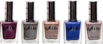 

Kyth & kin Metallic Nail Lacquer Combo Campagne Gold, Soft Rose Gold, Pacific Blue, Raw Bronze, Purple Haze(Pack of 5)