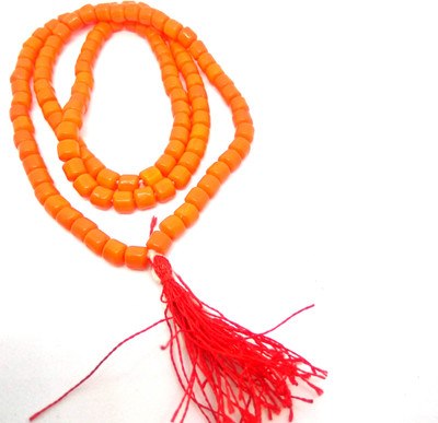 Naeva Natural Coral Rosary Orange(cube size) Coral Rosary Moonga/Munga Mala 108+1 Beads Plastic Chain