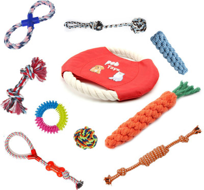 

SRI SRI High Quality Durable And Strong Chew Toys - Pack Of 10 Natural Cotton Rope Braided Toys For Small To Medium Dogs Cotton Chew Toy For Dog & Cat