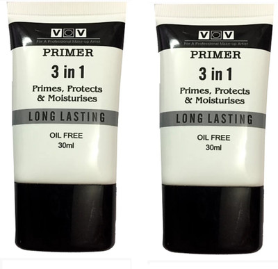 

VOV 3-in-1 Primes, Protects & Moisturizes Long Lasting Oil Free Set of 2 Primer - 30 ml(TRANSPARENT)