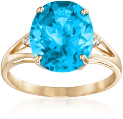 Jaipur Gemstone Blue Topaz Ring With Natutal Stone Stone Topaz Gold Plated Ring
