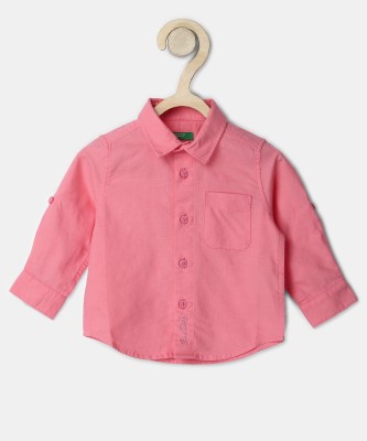 United Colors of Benetton Boys Solid Casual Pink Shirt