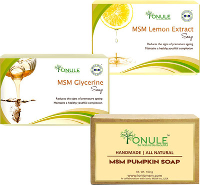 

Ionule MSM Lemon Extract, MSM Glycerin And Pumpkin Soap Pack of 3(300 g, Pack of 3)