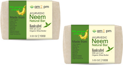 

AM2PM 100% Ayurvedic Neem Handmade Soap-With Organic Shea Butter(100 g, Pack of 2)