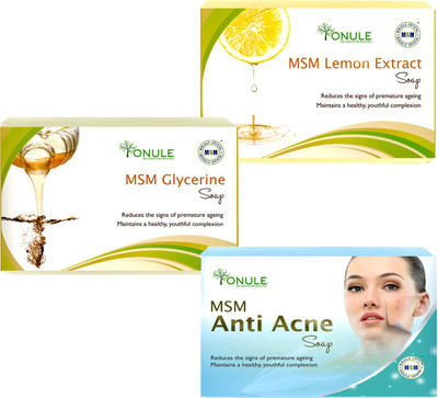 

Ionule MSM Lemon Extract, MSM Glycerin And MSM Anti Acne Soap Pack of 3(300 g, Pack of 3)