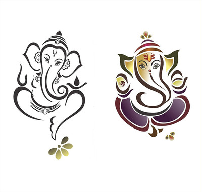 Asmi Collections 60 cm God Ganesha - 2 Sets Removable Sticker(Pack of 2)