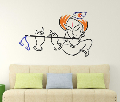 marvellous 80 cm m_lordkrishnawallsticker Self Adhesive Sticker(Pack of 1)