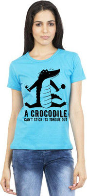 Aseria Graphic Print Women Round Neck Light Blue T-Shirt