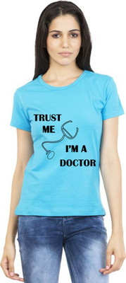 Aseria Graphic Print Women Round Neck Light Blue T-Shirt