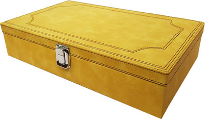 

Essart Premium 10 Grid Jewellery/Cufflink Organiser with Turn Lock Closure - Yellow Multi Purpose Jewellery Box, Vanity Box, Cufflinks Organiser Box, Box Vanity Box(Yellow)