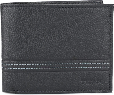 

Titan Men Casual Black Genuine Leather Wallet(6 Card Slots), Navy and grey