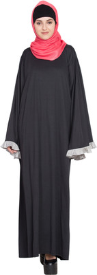 Nazneen Polyester Solid Abaya(Black)