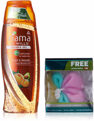 

fiama di wills Fiama Peach and Avocado Deep Moisturize Shower Gel, 250ml with Free Loofah(250 ml)