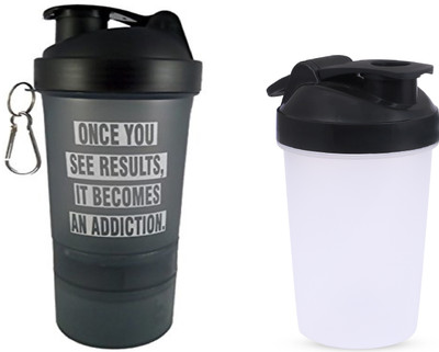 ALLIEDSALESINDIA 700 ml Plastic Shaker(Pack of 2, White, Black)