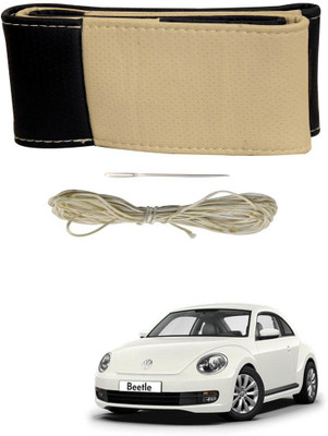 AYW Hand Stiched Steering Cover For Volkswagen Beetle(Black, Beige, Leather)