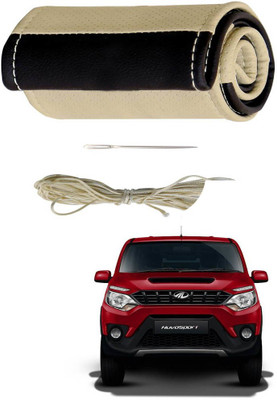 AYW Hand Stiched Steering Cover For Mahindra Universal For Car(Beige, Brown, Leather)