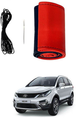 AYW Hand Stiched Steering Cover For Tata Universal For Car(Red, Black, Leather)