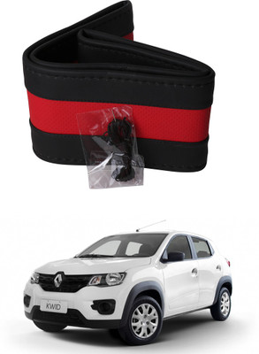 AYW Hand Stiched Steering Cover For Renault Kwid(Black, Red, Leather)