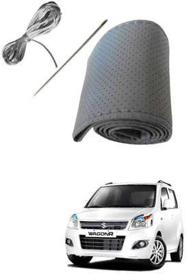 AYW Hand Stiched Steering Cover For Maruti WagonR(Grey, Leather)
