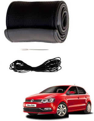 AYW Hand Stiched Steering Cover For Volkswagen Polo GT(Grey, Black, Leather)