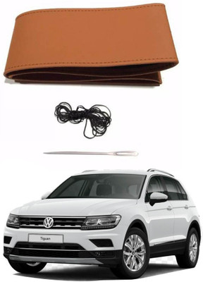 AYW Hand Stiched Steering Cover For Volkswagen Universal For Car(Tan, Leather)