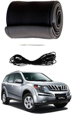 AYW Hand Stiched Steering Cover For Mahindra XUV(Grey, Black, Leather)