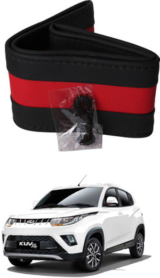 AYW Hand Stiched Steering Cover For Mahindra KUV 100(Black, Red, Leather)