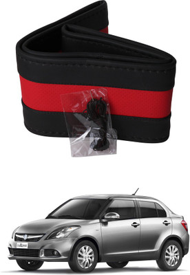 AYW Hand Stiched Steering Cover For Maruti Swift Dzire(Black, Red, Leather)