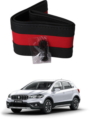AYW Hand Stiched Steering Cover For Suzuki S-Cross(Black, Red, Leather)