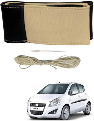 AYW Hand Stiched Steering Cover For Suzuki Ritz(Black, Beige, Leather)