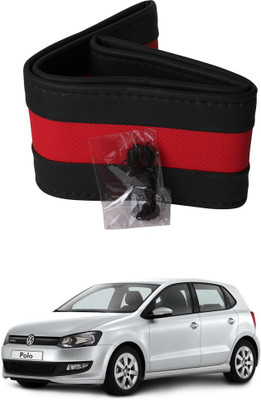 AYW Hand Stiched Steering Cover For Volkswagen Polo GT(Black, Red, Leather)