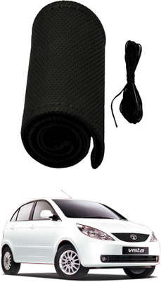 AYW Hand Stiched Steering Cover For Tata Vista(Black, Leather)