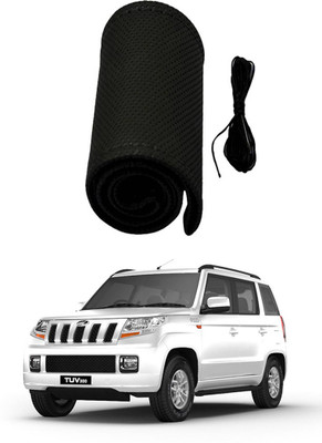AYW Hand Stiched Steering Cover For Mahindra TUV 300(Black, Leather)
