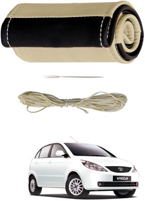 AYW Hand Stiched Steering Cover For Tata Vista(Beige, Brown, Leather)