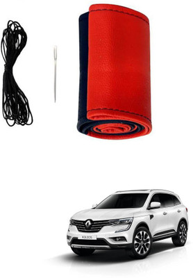 AYW Hand Stiched Steering Cover For Renault Koleos(Red, Black, Leather)