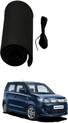 AYW Hand Stiched Steering Cover For Maruti WagonR Stingray(Black, Leather)