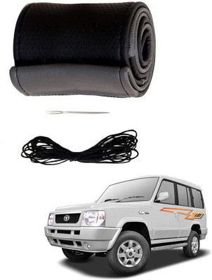 AYW Hand Stiched Steering Cover For Tata Sumo(Grey, Black, Leather)