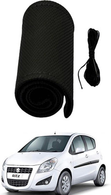 AYW Hand Stiched Steering Cover For Maruti Ritz(Black, Leather)