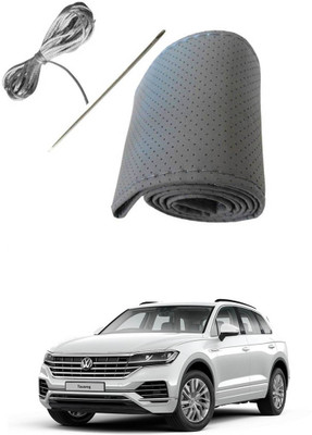 AYW Hand Stiched Steering Cover For Volkswagen Touareg(Grey, Leather)
