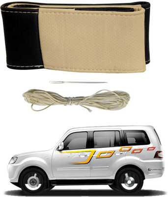 AYW Hand Stiched Steering Cover For Tata Sumo Grande(Black, Beige, Leather)