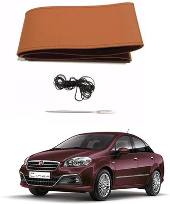 AYW Hand Stiched Steering Cover For Fiat Linea Classic(Tan, Leather)