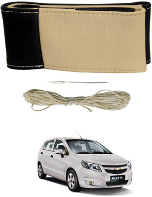 AYW Hand Stiched Steering Cover For Chevrolet Sail(Black, Beige, Leather)
