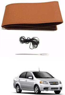 AYW Hand Stiched Steering Cover For Chevrolet Aveo(Tan, Leather)