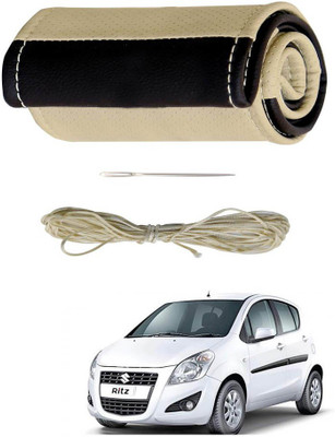 AYW Hand Stiched Steering Cover For Maruti Ritz(Beige, Brown, Leather)