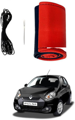 AYW Hand Stiched Steering Cover For Renault Pulse(Red, Black, Leather)