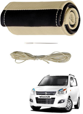AYW Hand Stiched Steering Cover For Maruti WagonR(Beige, Brown, Leather)