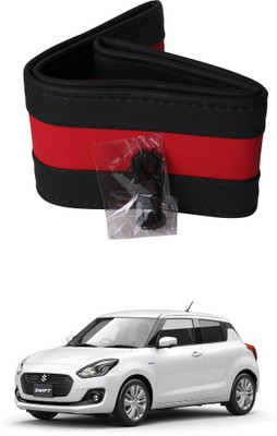 AYW Hand Stiched Steering Cover For Maruti New Swift(Black, Red, Leather)