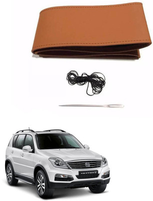 AYW Hand Stiched Steering Cover For SsangYong SsangYong Rexton(Tan, Leather)