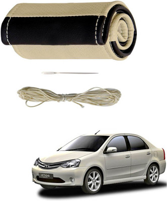 AYW Hand Stiched Steering Cover For Toyota Etios Liva(Beige, Brown, Leather)